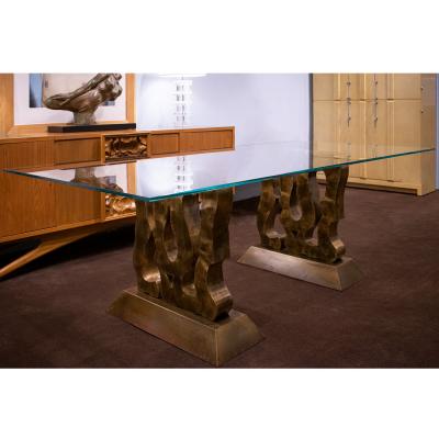 Philip and Kelvin LaVerne Philip Kelvin LaVerne Rare and Important Sculpture Dining Table 1980s Signed 