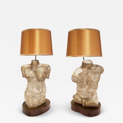 Philip and Kelvin LaVerne Philip Kelvin LaVerne Rare and Important Torso Table Lamps ca 1970 signed 