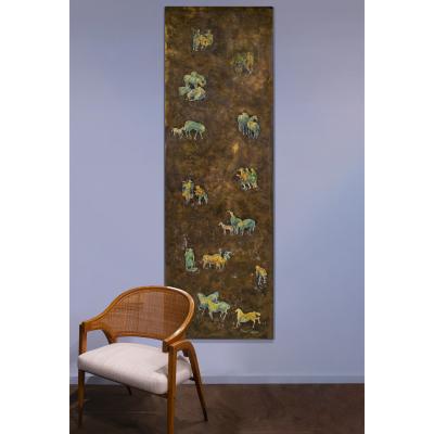 Philip and Kelvin LaVerne Philip Kelvin LaVerne Unique Monumental Engraved Bronze Painting 1960s Signed