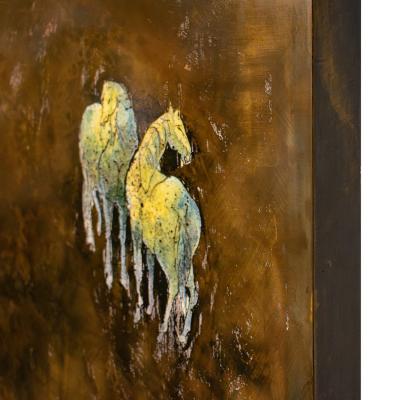 Philip and Kelvin LaVerne Philip Kelvin LaVerne Unique Monumental Engraved Bronze Painting 1960s Signed