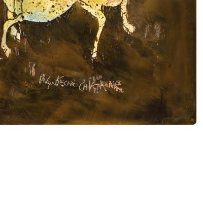 Philip and Kelvin LaVerne Philip Kelvin LaVerne Unique Monumental Engraved Bronze Painting 1960s Signed