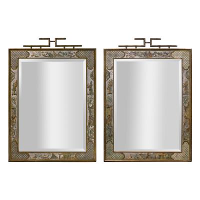 Philip and Kelvin LaVerne Philip Kelvin LaVerne Very Rare Important Pair of Mirrors 1960s Signed 