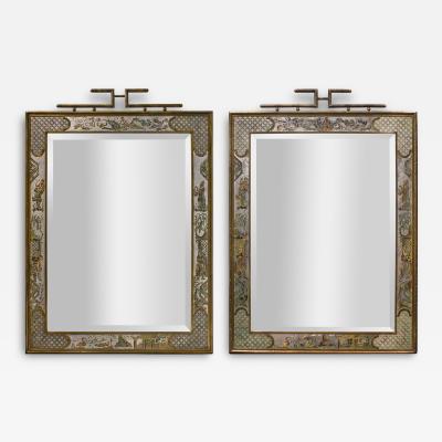 Philip and Kelvin LaVerne Philip Kelvin LaVerne Very Rare Important Pair of Mirrors 1960s Signed 