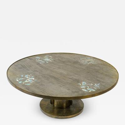 Philip and Kelvin LaVerne Philip Kelvin Laverne Cocktail Table with Etruscan Base Custom Motif