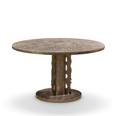 Philip and Kelvin LaVerne Philip and Kelvin LaVerne Etruscan Spiral Acid Etched Bronze Dining Table
