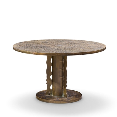 Philip and Kelvin LaVerne Philip and Kelvin LaVerne Etruscan Spiral Acid Etched Bronze Dining Table