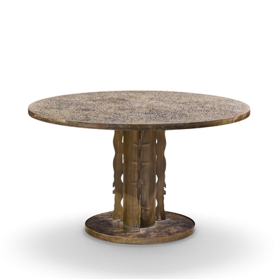 Philip and Kelvin LaVerne Philip and Kelvin LaVerne Etruscan Spiral Acid Etched Bronze Dining Table