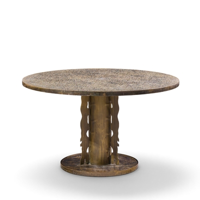 Philip and Kelvin LaVerne Philip and Kelvin LaVerne Etruscan Spiral Acid Etched Bronze Dining Table