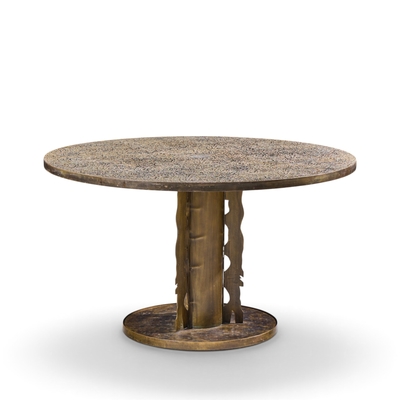 Philip and Kelvin LaVerne Philip and Kelvin LaVerne Etruscan Spiral Acid Etched Bronze Dining Table
