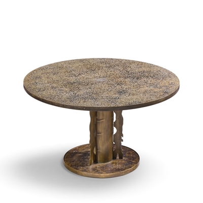Philip and Kelvin LaVerne Philip and Kelvin LaVerne Etruscan Spiral Acid Etched Bronze Dining Table