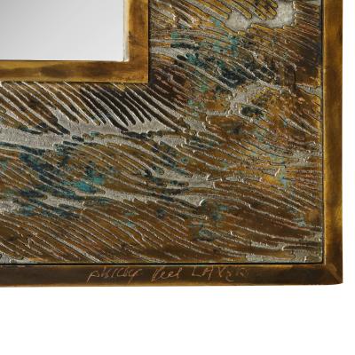 Philip and Kelvin LaVerne Philip and Kelvin LaVerne Important Engraved Waves Mirror 1960s Signed 