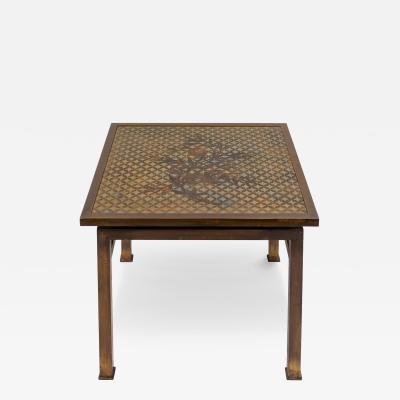 Philip and Kelvin LaVerne Philip and Kelvin LaVerne Kuan Su Side Table with Floral Motif 1960s Signed 
