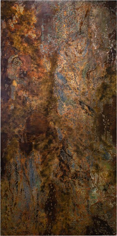 Philip and Kelvin LaVerne Philip and Kelvin LaVerne Large Rainforest Painting on Bronze 1970s Signed 