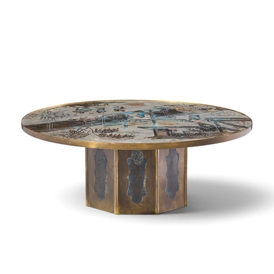 Philip and Kelvin LaVerne Philip and Kelvin LaVerne Mid Century Chan Bronze Coffee Table