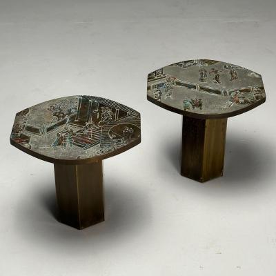 Philip and Kelvin LaVerne Philip and Kelvin LaVerne Mid Century Modern Tao Side Tables Bronze 1960s
