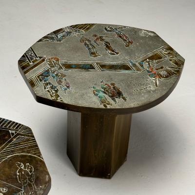 Philip and Kelvin LaVerne Philip and Kelvin LaVerne Mid Century Modern Tao Side Tables Bronze 1960s
