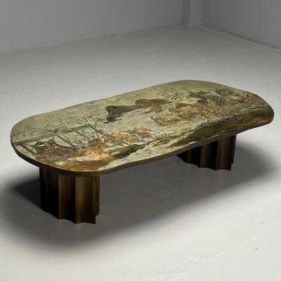 Philip and Kelvin LaVerne Philip and Kelvin LaVerne Mid Century Tang Marriage Coffee Table Bronze