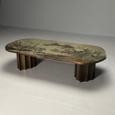 Philip and Kelvin LaVerne Philip and Kelvin LaVerne Mid Century Tang Marriage Coffee Table Bronze
