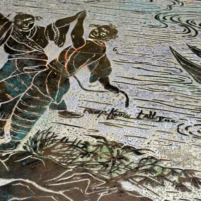 Philip and Kelvin LaVerne Philip and Kelvin LaVerne Mid Century Tang Marriage Coffee Table Bronze