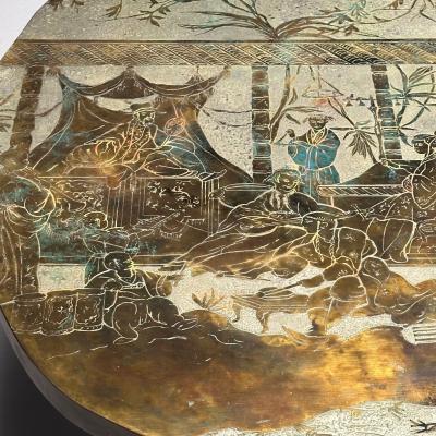 Philip and Kelvin LaVerne Philip and Kelvin LaVerne Mid Century Tang Marriage Coffee Table Bronze