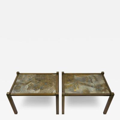 Philip and Kelvin LaVerne Philip and Kelvin LaVerne Rare Pair of Tao End Tables 1960s Signed 