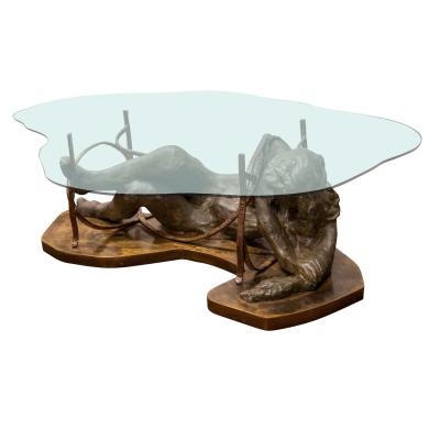 Philip and Kelvin LaVerne Philip and Kelvin LaVerne Rare and Important Repose Coffee Table 1970s Signed