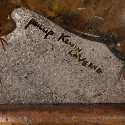 Philip and Kelvin LaVerne Philip and Kelvin LaVerne Tower of Babel Engraved Painting 1960s Signed 