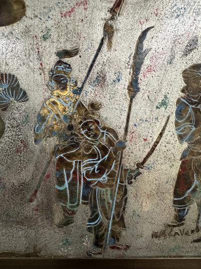 Philip and Kelvin LaVerne Philip and Kelvin LaVerne Unique Ming Bronze Wall Sculpture 1960s Signed 