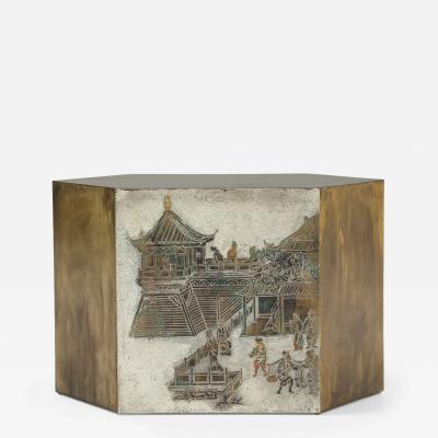 Philip and Kelvin LaVerne Rare Lo Ta Hexagonal Side Table by Philip Kelvin LaVerne