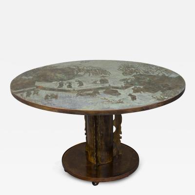 Philip and Kelvin LaVerne Rare Philip Kelvin Laverne Chan Dining or Center Table on Footed Column Base