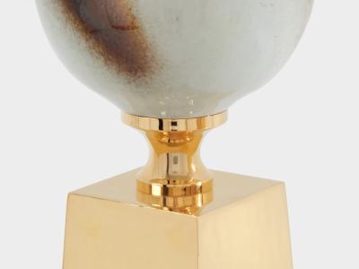 Philippe Barbier Philippe Barbier pair of large ceramic and brass table lamps 1970s