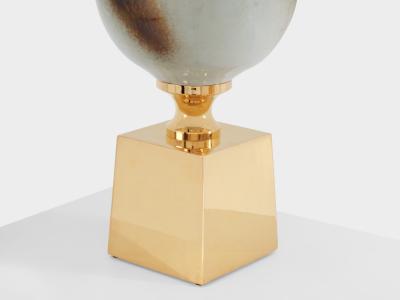 Philippe Barbier Philippe Barbier pair of large ceramic and brass table lamps 1970s