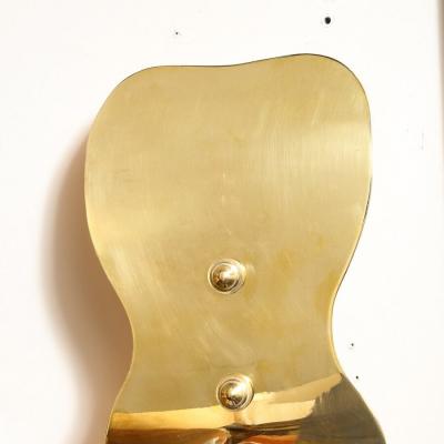 Philippe Hiquily Pair of Mid Century Modernist Polished Brass Hourglass Shield Form Sconces