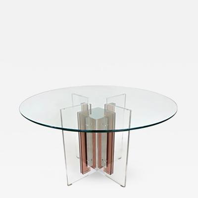 Philippe Jean French Illuminated Stainless Steel and Lucite Dining Table Signed P Jean