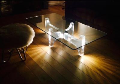 Philippe Jean Lightning Lucite and Metal Coffee Table by Philippe Jean France 1970s