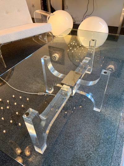 Philippe Jean Lightning Lucite and Metal Coffee Table by Philippe Jean France 1970s