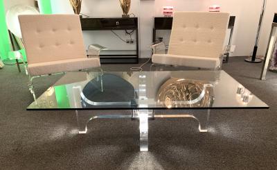 Philippe Jean Lightning Lucite and Metal Coffee Table by Philippe Jean France 1970s