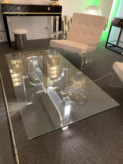 Philippe Jean Lightning Lucite and Metal Coffee Table by Philippe Jean France 1970s