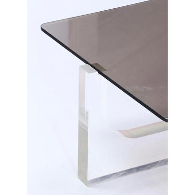 Philippe Jean Lucite and glass coffee table
