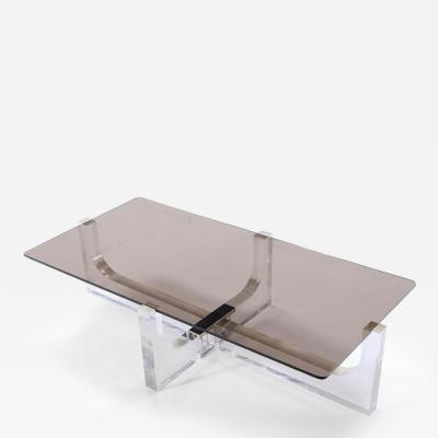 Philippe Jean Lucite and glass coffee table