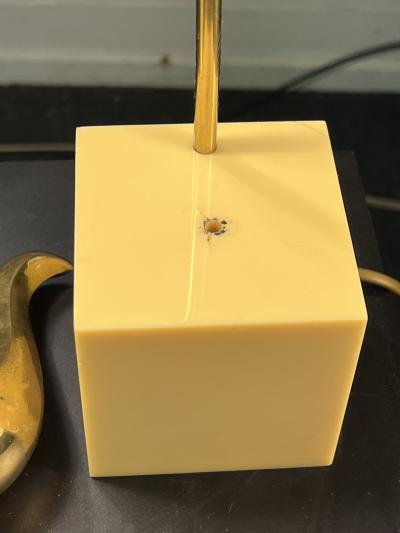 Philippe Jean MODERNIST SWIVELING BRASS BIRD ON LUCITE BLOCK LAMP BY PHILIPPE JEAN