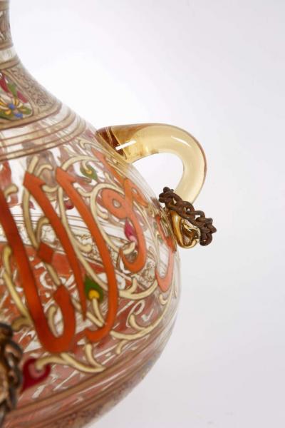 Philippe Joseph Brocard Rare French Enameled Mamluk Revival Glass Mosque Lamp by Philippe Joseph Brocard