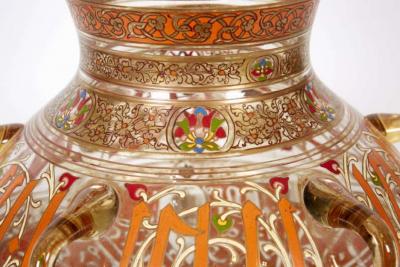 Philippe Joseph Brocard Rare French Enameled Mamluk Revival Glass Mosque Lamp by Philippe Joseph Brocard