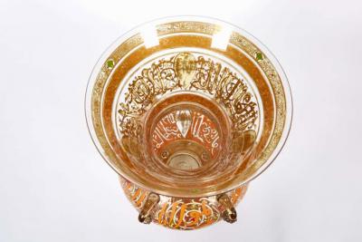 Philippe Joseph Brocard Rare French Enameled Mamluk Revival Glass Mosque Lamp by Philippe Joseph Brocard