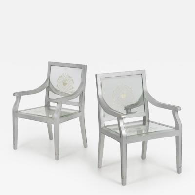 Philippe Starck Custom Phillip Starck Mirrored Louis XVI Style Chairs Cliff Hotel San Francisco