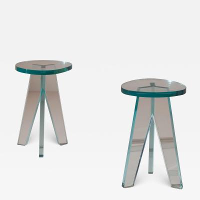 Philippe Starck Philippe Stack pair of prototype Crystal stools with certificate by Glas Italia