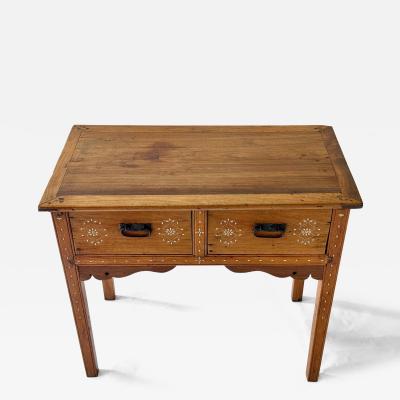 Philippino Altar table w 2 Drawers 19th Century Narra Wood Bone Inlay 