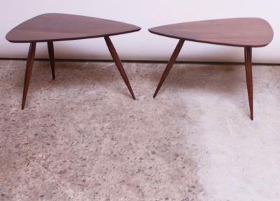 Phillip Lloyd Powell Pair of Phillip Lloyd Powell Sculptural Side Tables in Black Walnut