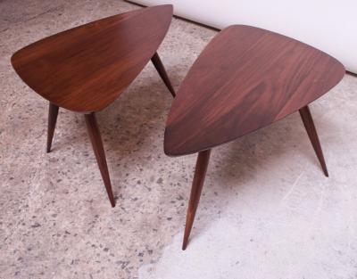 Phillip Lloyd Powell Pair of Phillip Lloyd Powell Sculptural Side Tables in Black Walnut