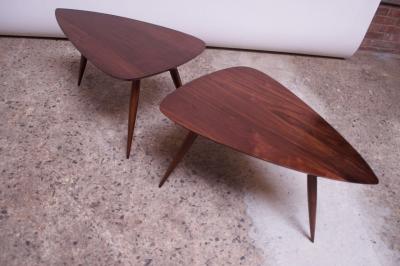 Phillip Lloyd Powell Pair of Phillip Lloyd Powell Sculptural Side Tables in Black Walnut